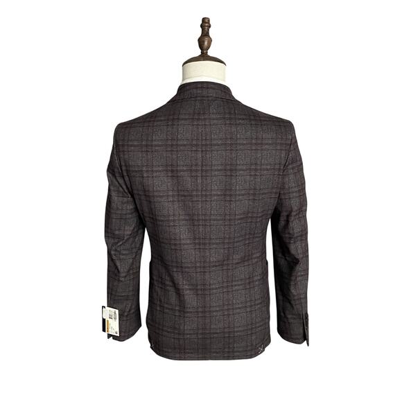 Bar III Men's 36R Slim Fit Sport Coat Stretch Unlined Brown Plaid NEW - Picture 4 of 12